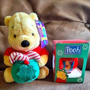 Gund Christmas Stuffed Pooh Plush And Pooh Ornament